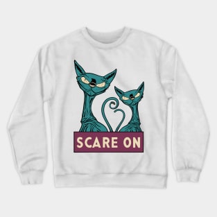 Halloween 'scare on' alien cat Crewneck Sweatshirt